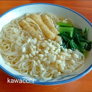 小松菜・油揚げ・天かすの煮麺